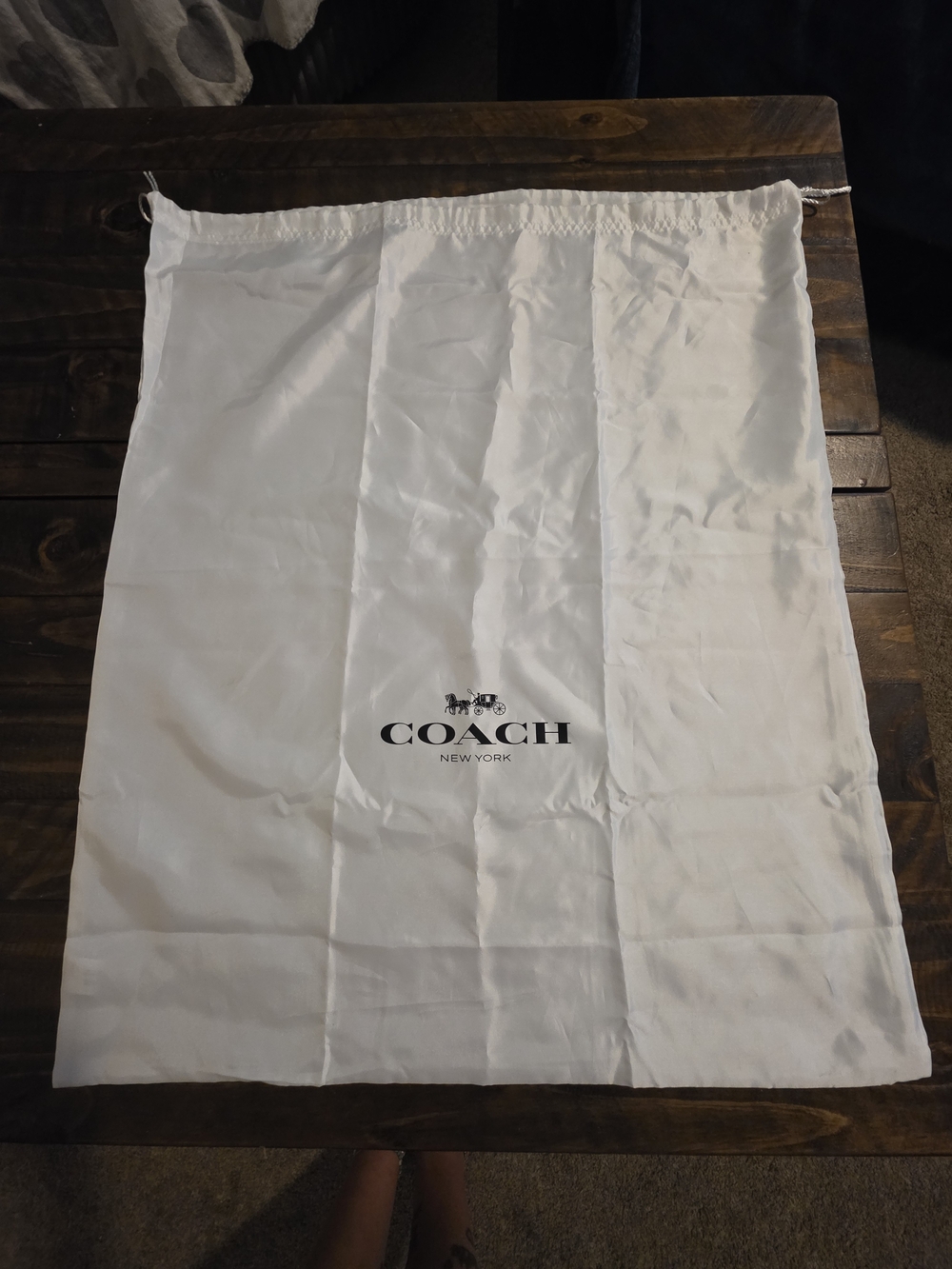 Coach White Drawstring Logo Dust Bag